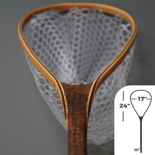 Big Dipper 24"x17" - Brown Trout Engraved - Natural Fly Fishing Traditional Landing Net - Handcrafted & Made in USA - Hazy Fly Fishing