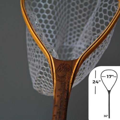 Big Dipper 24"x17" - Rainbow Trout Engraved - Natural Fly Fishing Traditional Landing Net - Handcrafted & Made in USA - Hazy Fly Fishing