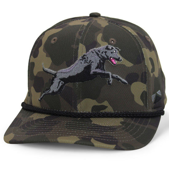 Black Lab Performance Rope Cap on Dark Old School Camo - Hazy Fly Fishing