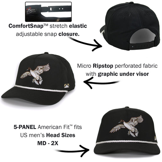 Black Pintail Performance Rope Cap - Hazy Fly Fishing