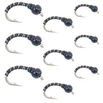 Black Zebra Midge Assortment 3 Each of 3 Sizes 14, 16, 18 - Tailwater Fly Fishing Flies Collection - Hazy Fly Fishing