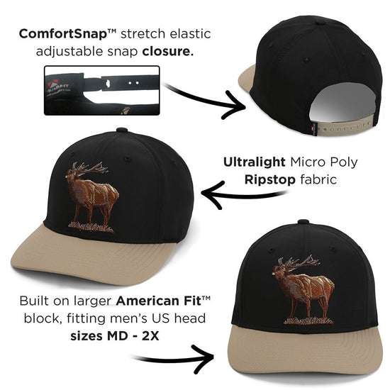 Bull Elk 6-Panel Riverside Cap ComfortSnap Snapback - Hazy Fly Fishing