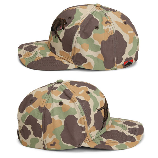 Chocolate Lab 6-Panel Riverside Vintage Camo Cap - Hazy Fly Fishing