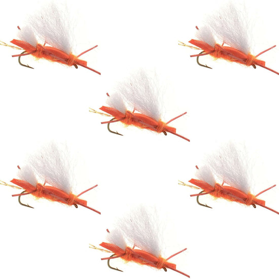 Chubby Chernobyl Ant Orange Foam Body Grasshopper Fly - 6 Flies Hook Size 10 - Hazy Fly Fishing