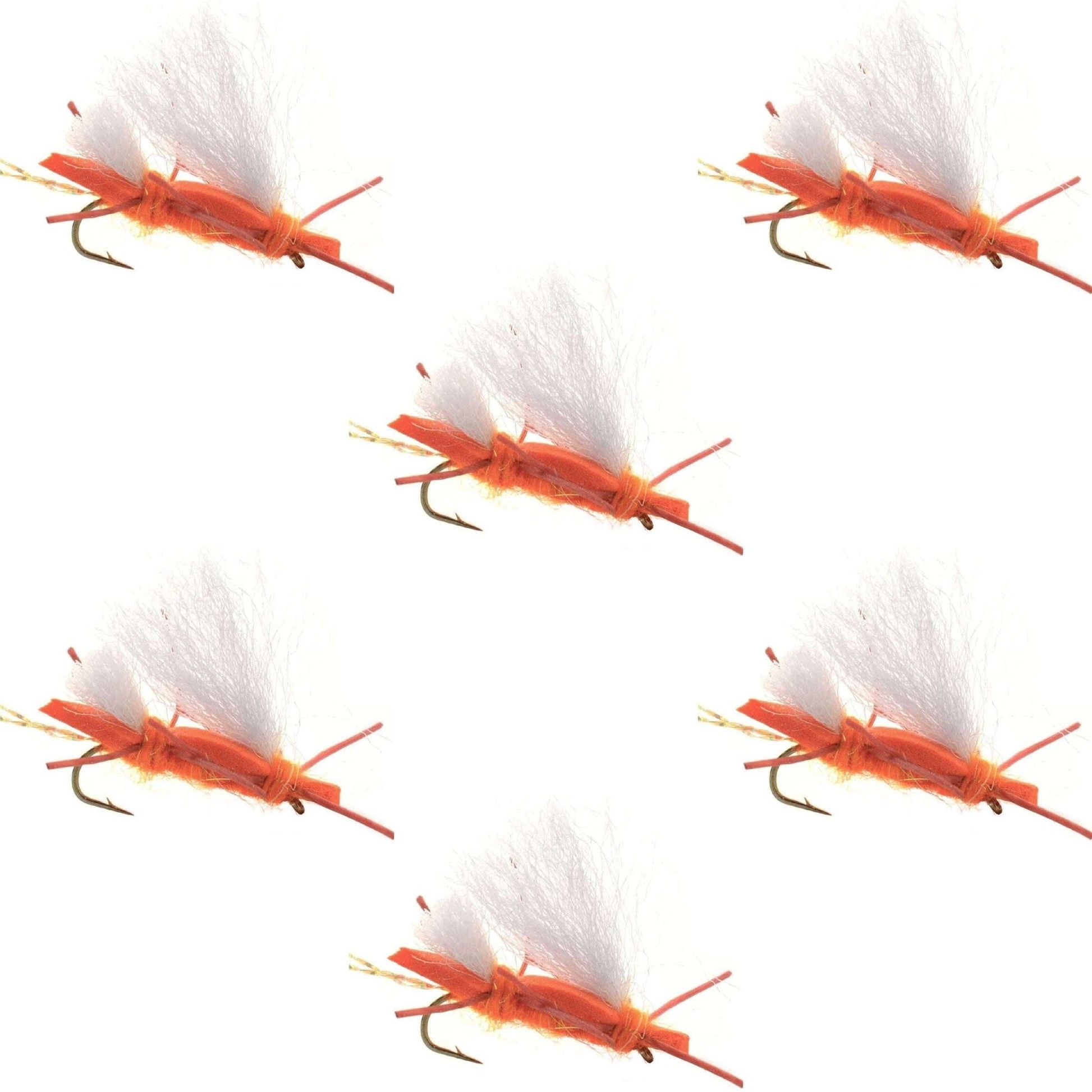 Chubby Chernobyl Ant Orange Foam Body Grasshopper Fly - 6 Flies Hook Size 10 - Hazy Fly Fishing