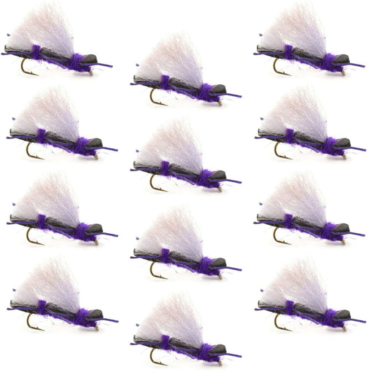 Chubby Chernobyl Ant Purple Foam Body Grasshopper Fly - 1 Dozen Flies Hook Size 10 - Hazy Fly Fishing