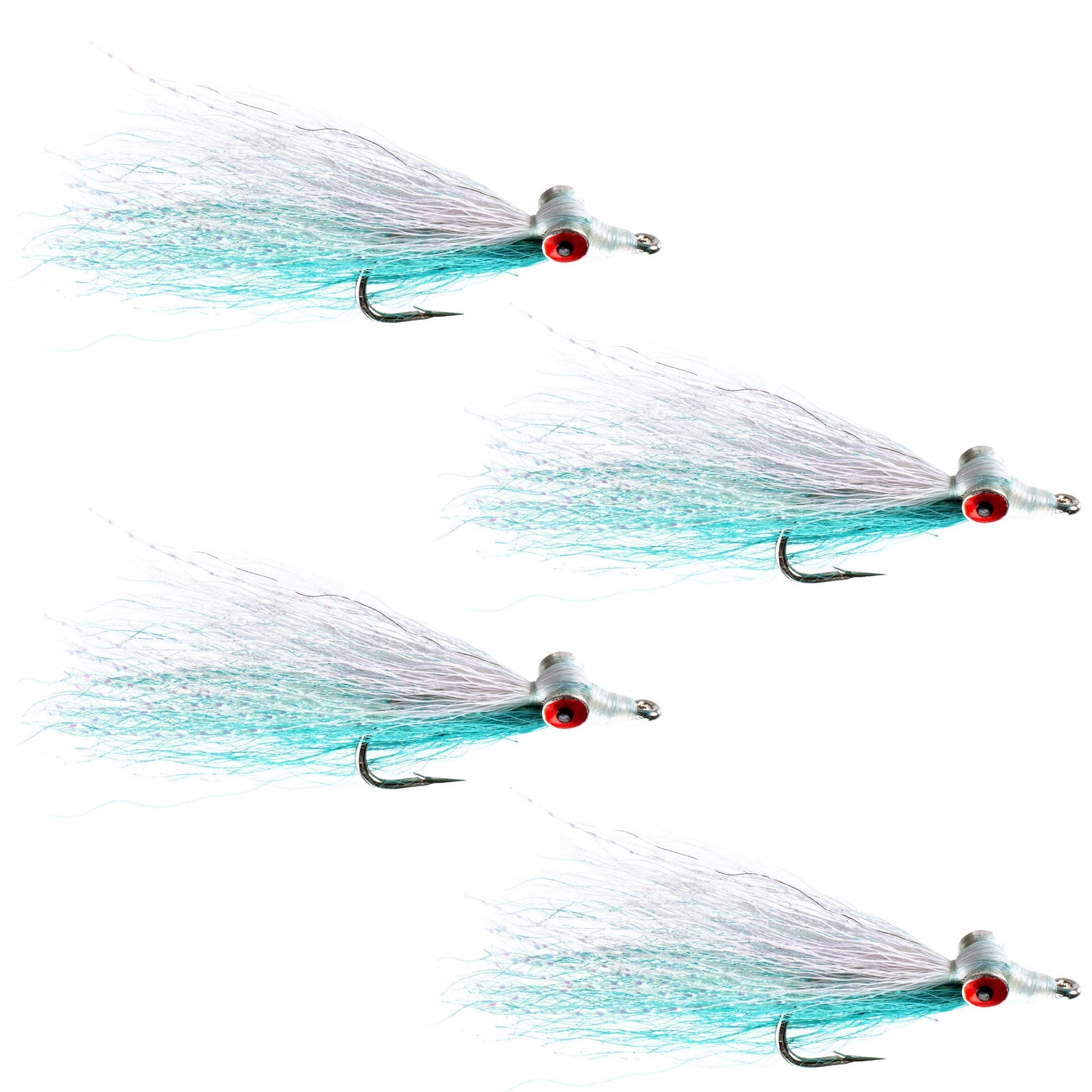 Clousers Deep Minnow Blue White - Streamer Fly Fishing Flies - 4 Saltwater and Bass Flies - Hook Size 1/0 - Hazy Fly Fishing