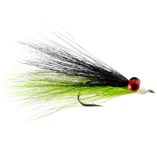 Clousers Deep Minnow Chartreuse Black - Streamer Fly Fishing Flies - 4 Saltwater and Bass Flies - Hook Size 1/0 - Hazy Fly Fishing