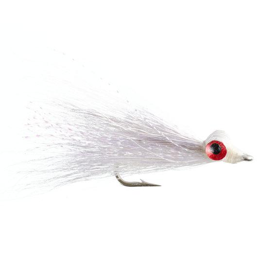 Clousers Deep Minnow White - Streamer Fly Fishing Flies - 4 Saltwater and Bass Flies - Hook Size 1/0 - Hazy Fly Fishing