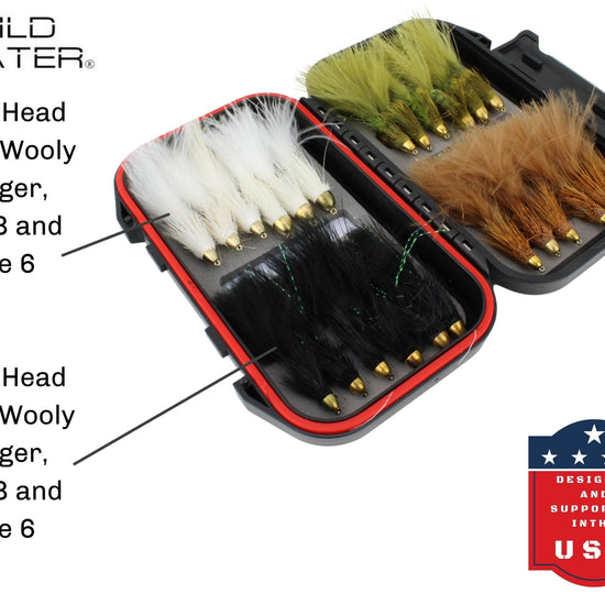 Cone Head Wooly Bugger Fly Assortment, 24 Flies | Fly Box | Wild Water Fly Fishing - Hazy Fly Fishing