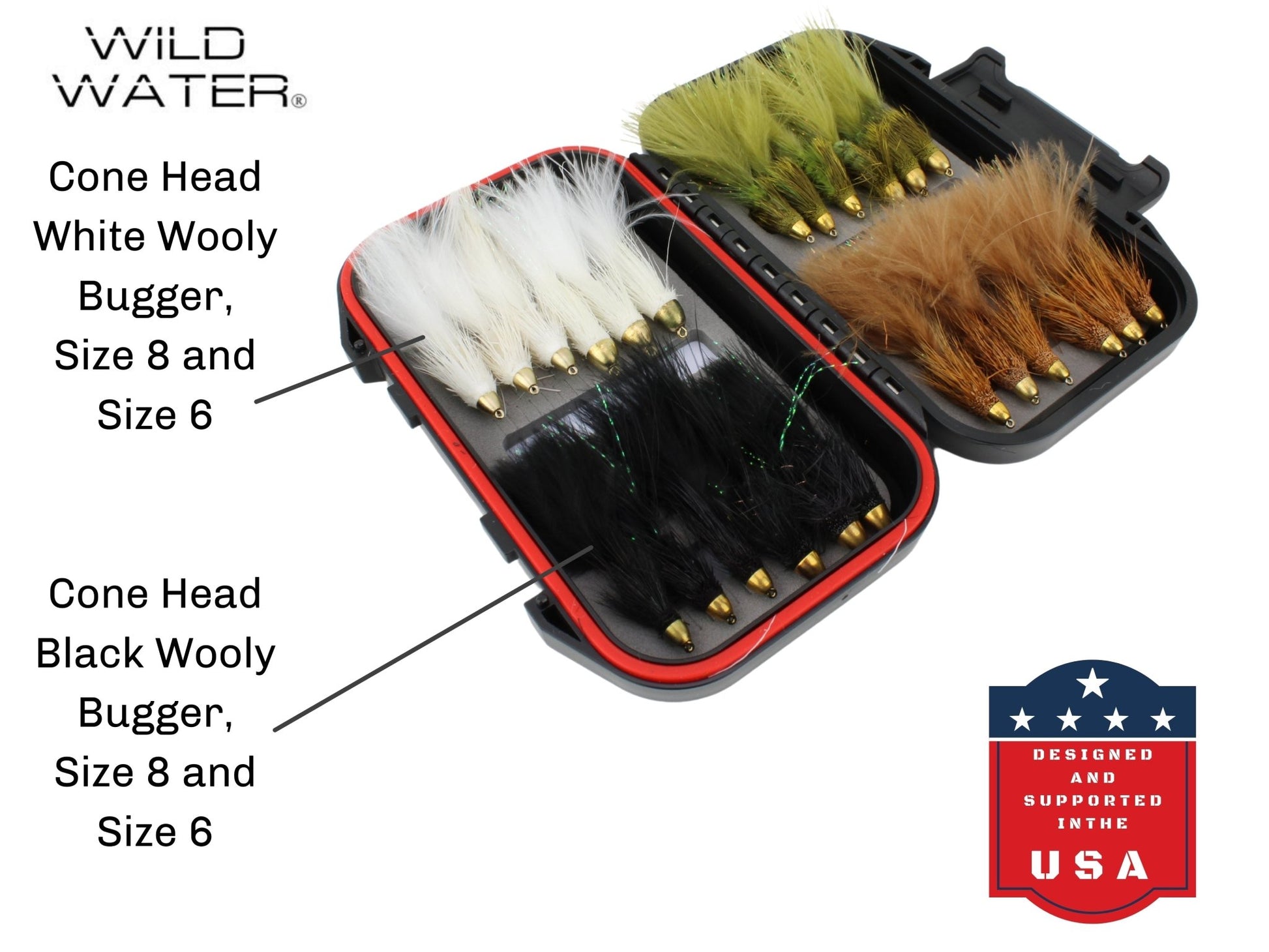 Cone Head Wooly Bugger Fly Assortment, 24 Flies | Fly Box | Wild Water Fly Fishing - Hazy Fly Fishing