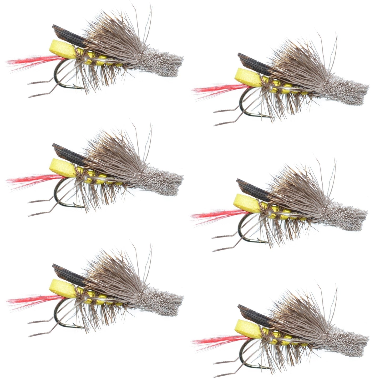 Dave's Hopper Yellow Foam Body Grasshopper Fly - 6 Flies Hook Size 8 - Hazy Fly Fishing