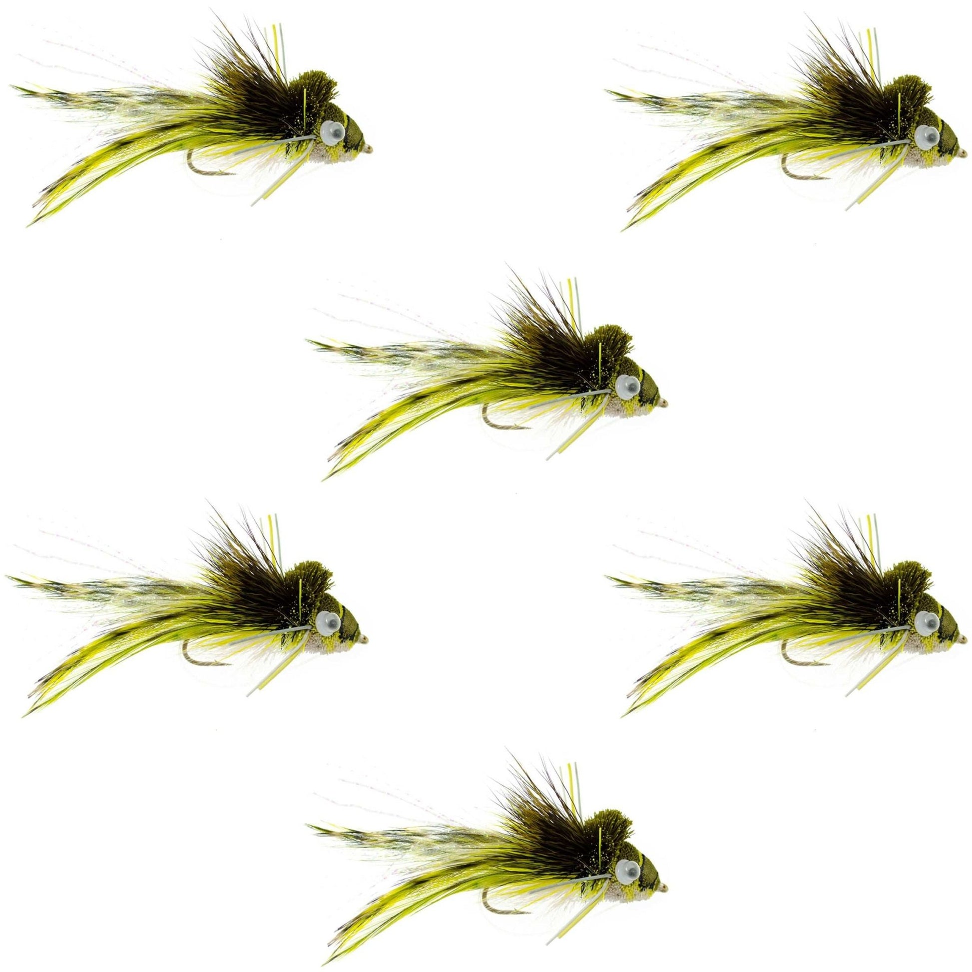 Deer Hair Diver 6 Flies Hook Size 4 - Swimming Frog Bass Fly Fishing Bug Wide Gape Bass Hooks With Weed Guard - Hazy Fly Fishing