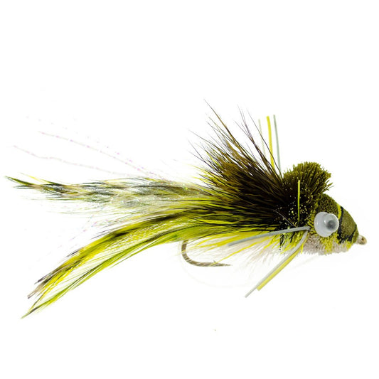Deer Hair Diver 6 Flies Hook Size 4 - Swimming Frog Bass Fly Fishing Bug Wide Gape Bass Hooks With Weed Guard - Hazy Fly Fishing