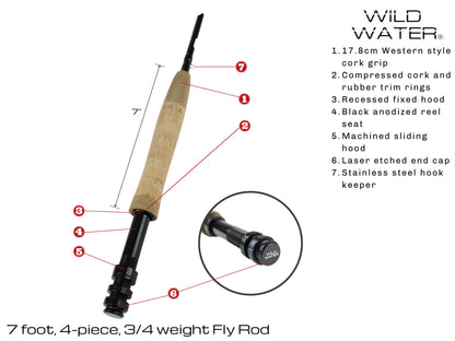 Deluxe Fly Fishing Combo, 7 ft 3/4 wt Rod | Wild Water Fly Fishing - Hazy Fly Fishing