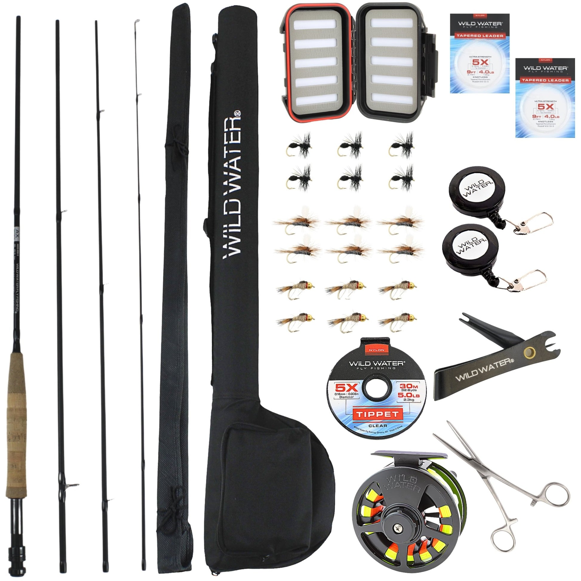 Deluxe Fly Fishing Kit, 8 ft 5 wt 4 piece Rod | Wild Water Fly Fishing - Hazy Fly Fishing