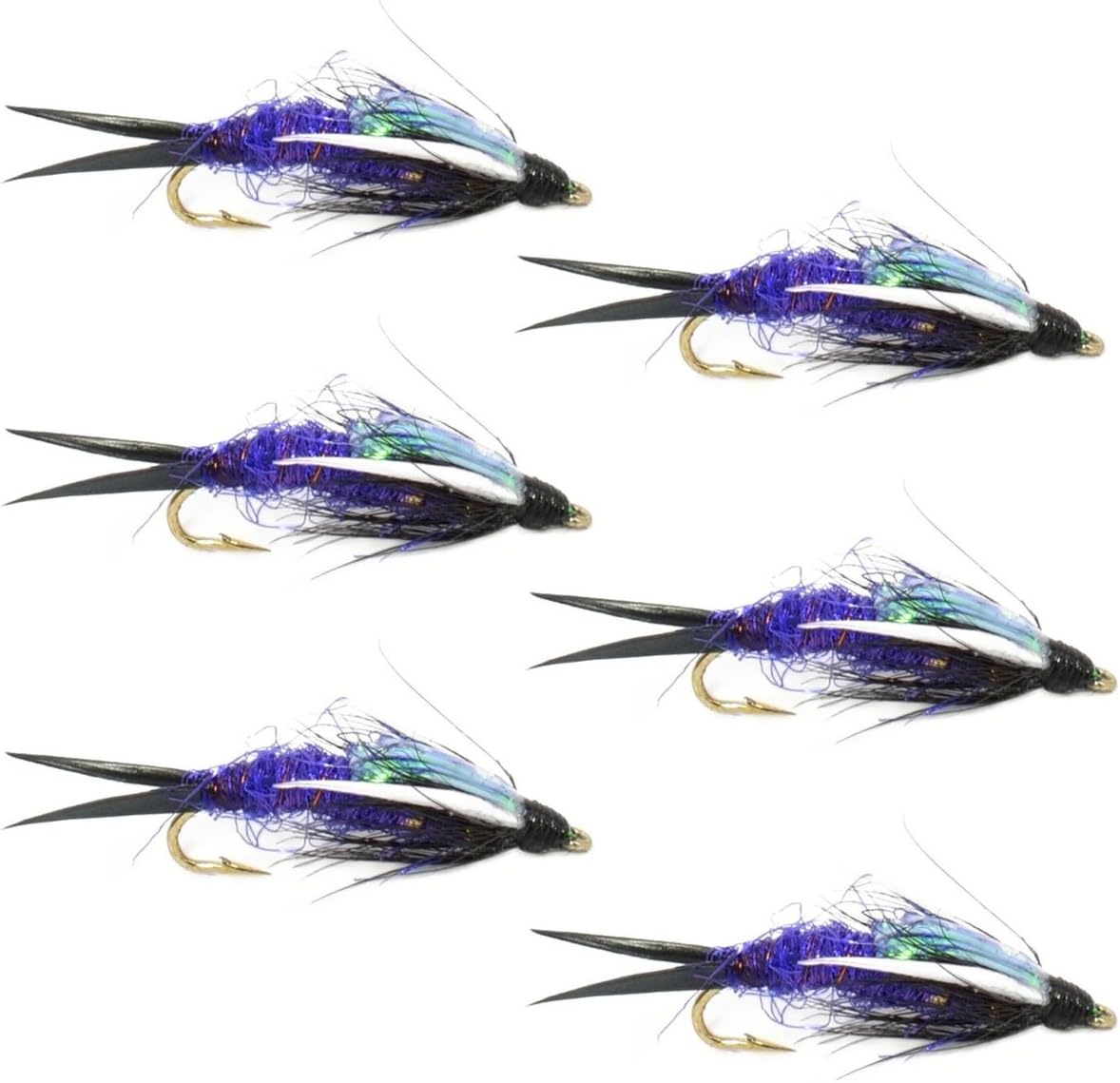 Double Bead Purple Psycho Prince Nymph Fly Fishing Flies - 6 Flies Hook Size 8 - Hazy Fly Fishing