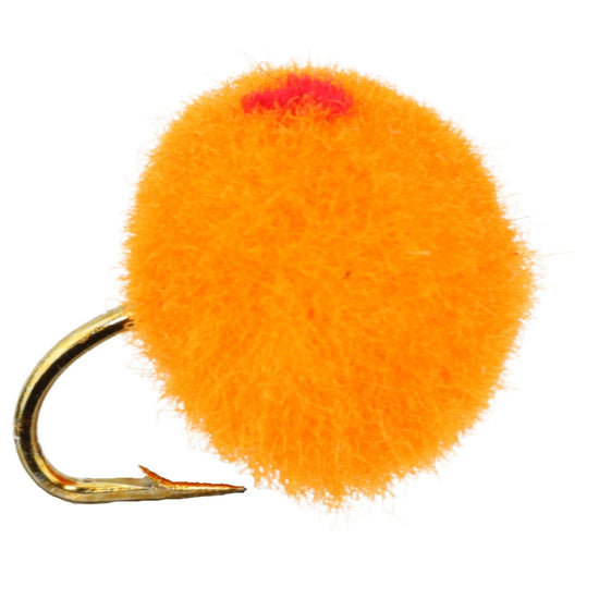 Egg Fly, Size 12 | Orange with Red Spot | Qty. 6 | Wild Water Fly Fishing - Hazy Fly Fishing