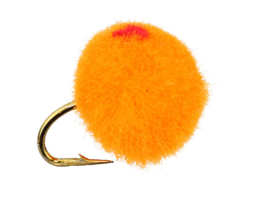 Egg Fly, Size 12 | Orange with Red Spot | Qty. 6 | Wild Water Fly Fishing - Hazy Fly Fishing