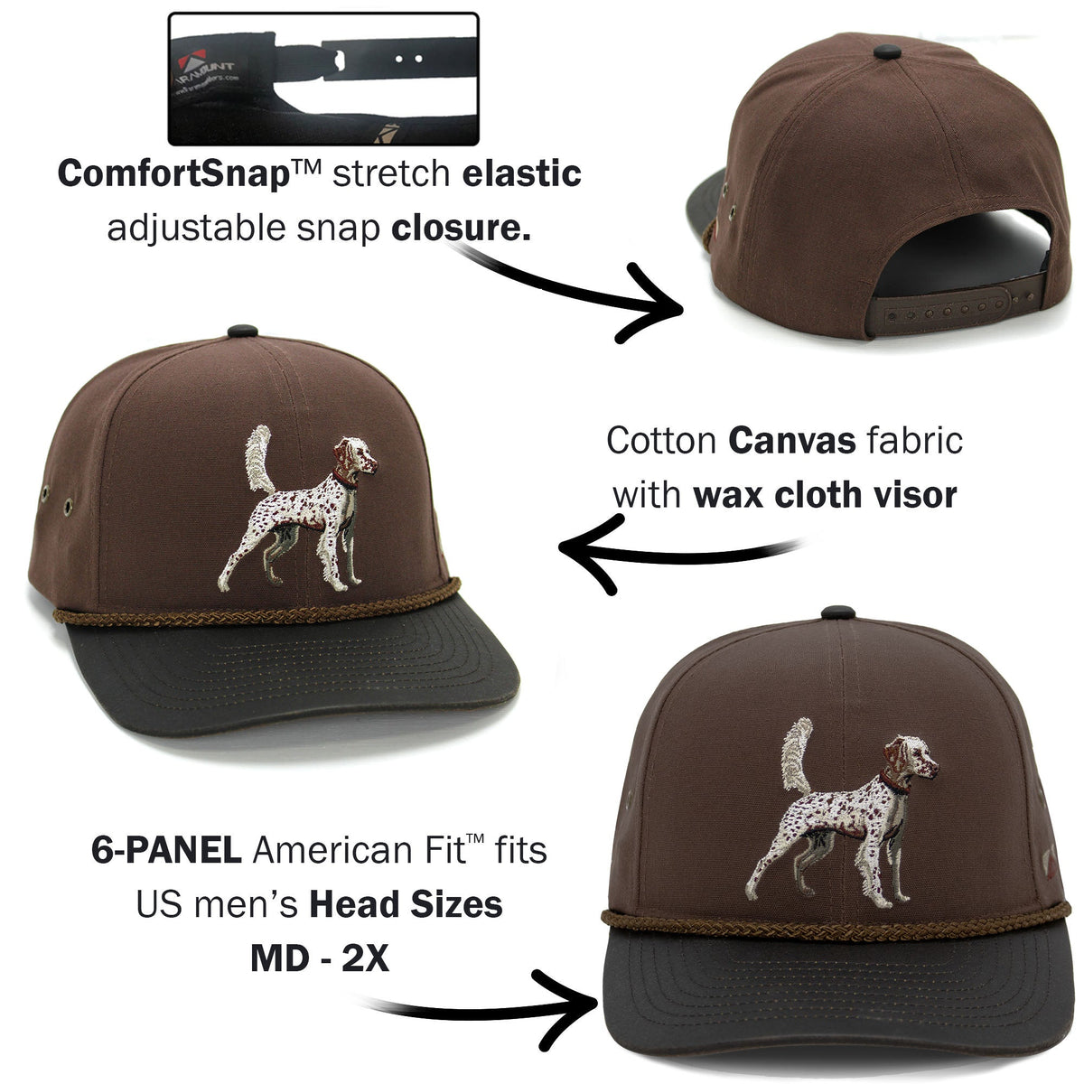 English Setter 6-Panel with Wax Cloth Visor - Hazy Fly Fishing