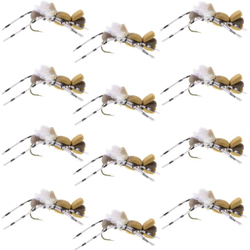 Fat Albert Tan Foam Body Grasshopper Fly - 1 Dozen Flies Hook Size 10 - Hazy Fly Fishing