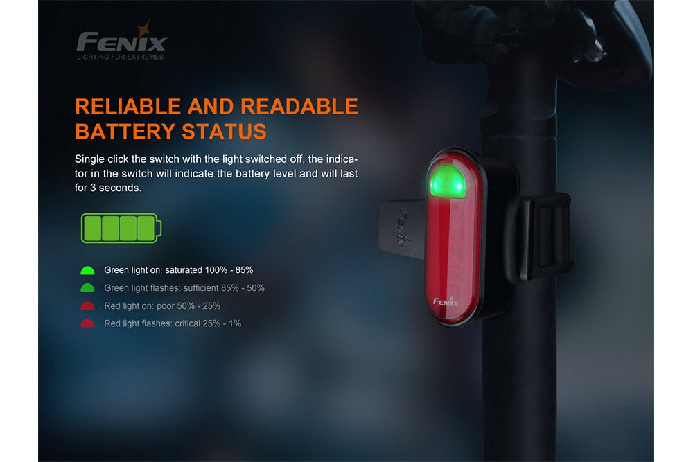 Fenix BC05R V2.0 Rechargeable Bicycle Tail Light - Hazy Fly Fishing