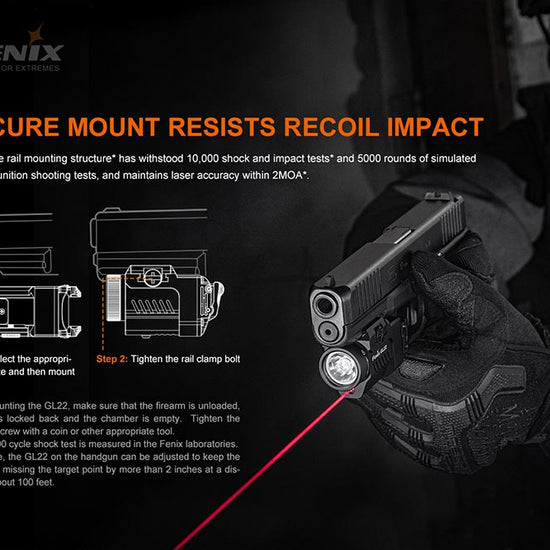 Fenix GL22 Tactical LED Light with Red Laser - Hazy Fly Fishing