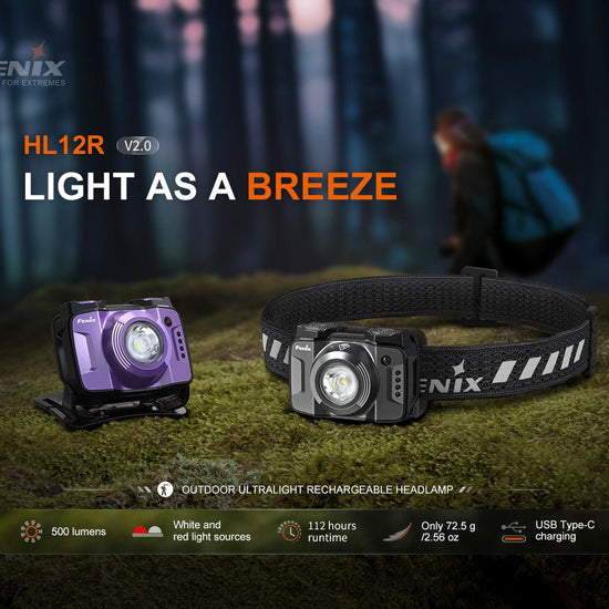 Fenix HL12R V2 Ultralight Outdoor Rechargeable Headlamp - Hazy Fly Fishing