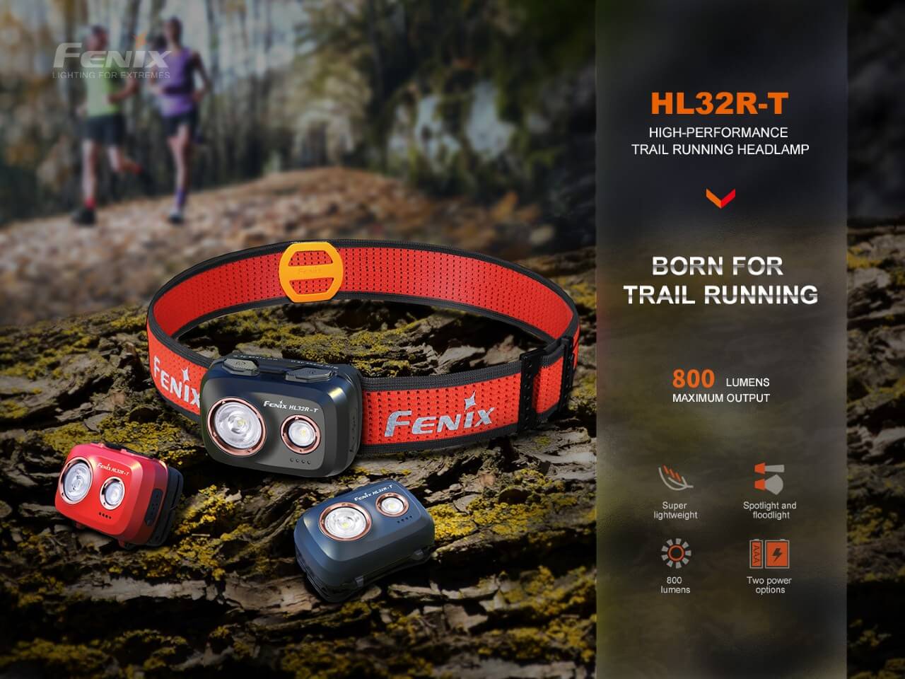 Fenix HL32R - T Trail Running LED Headlamp - 800 Lumens - Hazy Fly Fishing