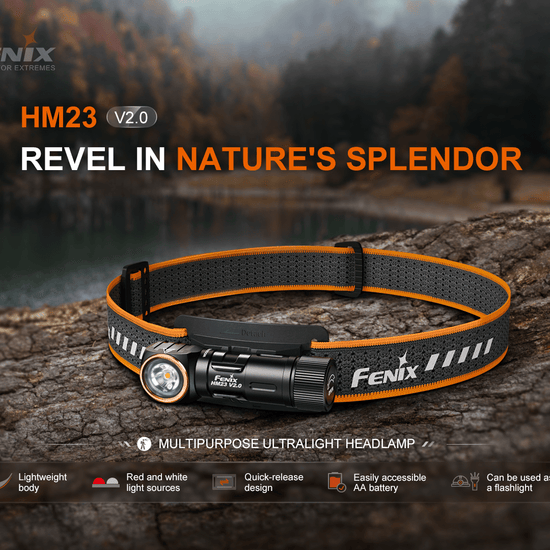 Fenix HM23 V2.0 Lightweight Detachable AA Headlamp - Hazy Fly Fishing
