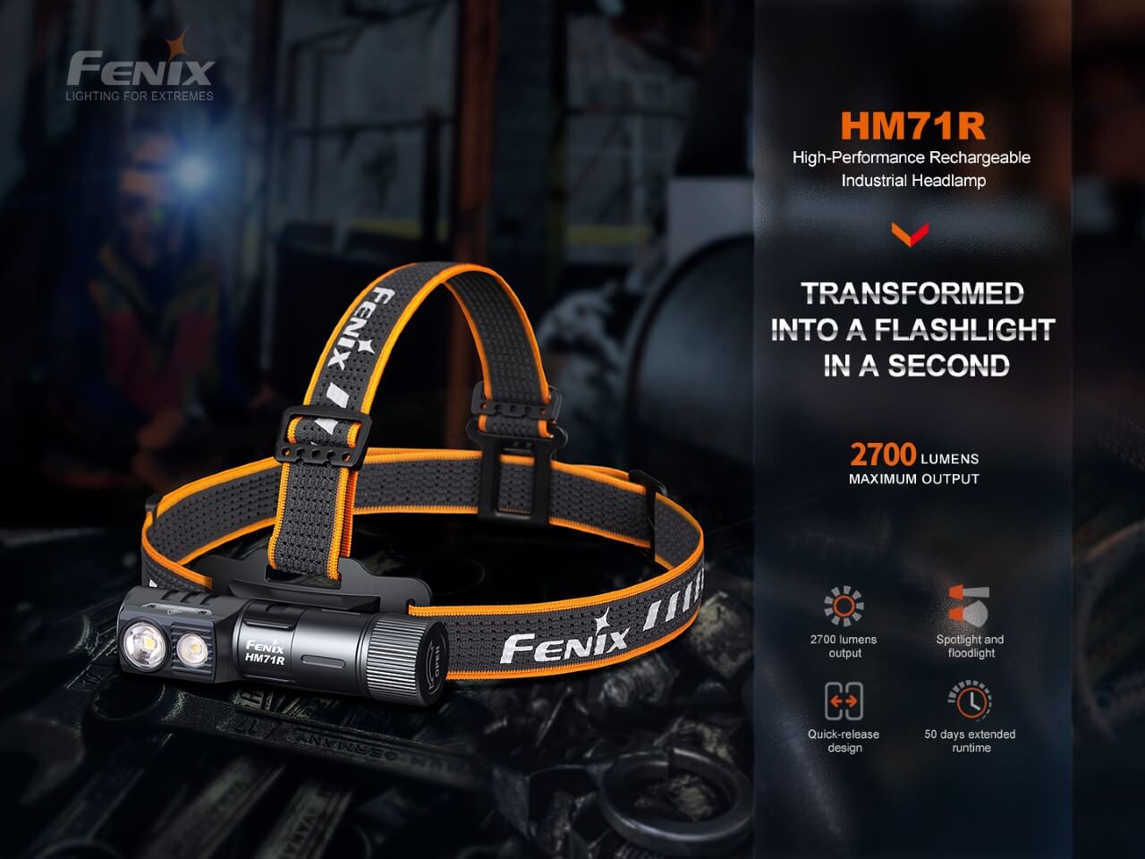 Fenix HM71R Rechargeable Industrial LED Headlamp - Hazy Fly Fishing