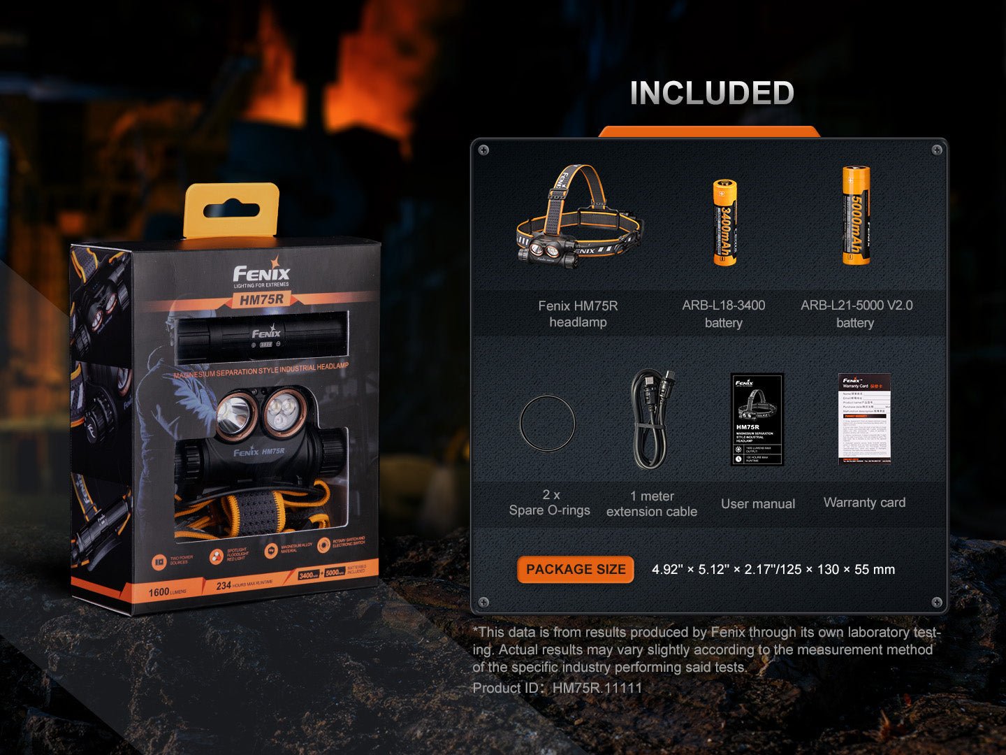 Fenix HM75R Rechargeable Industrial Headlamp - 1600 Lumens - Hazy Fly Fishing