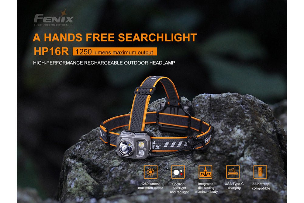 Fenix HP16R Rechargeable Headlamp - 1250 Lumens - Hazy Fly Fishing