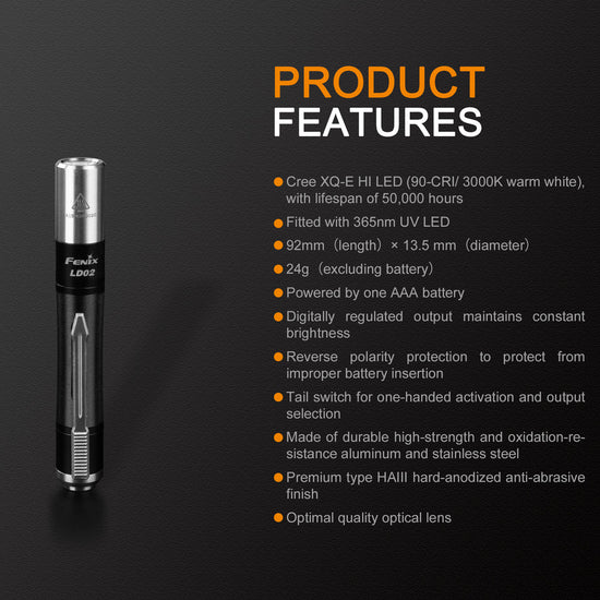 Fenix LD02 V2.0 EDC LED Penlight with UV Lighting - Hazy Fly Fishing