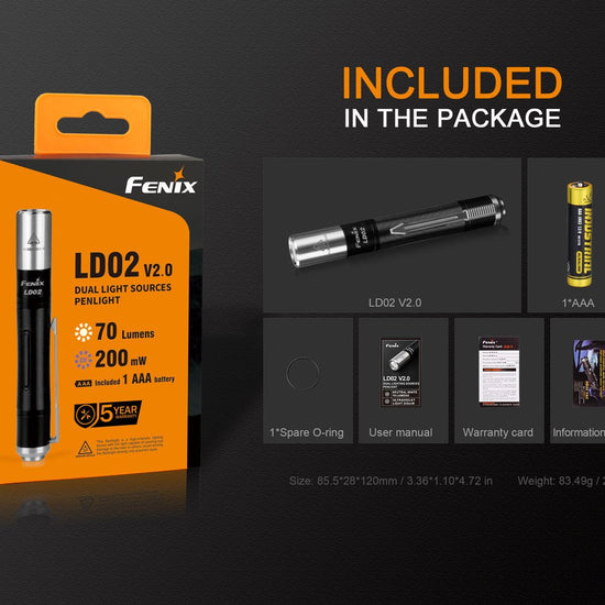 Fenix LD02 V2.0 EDC LED Penlight with UV Lighting - Hazy Fly Fishing