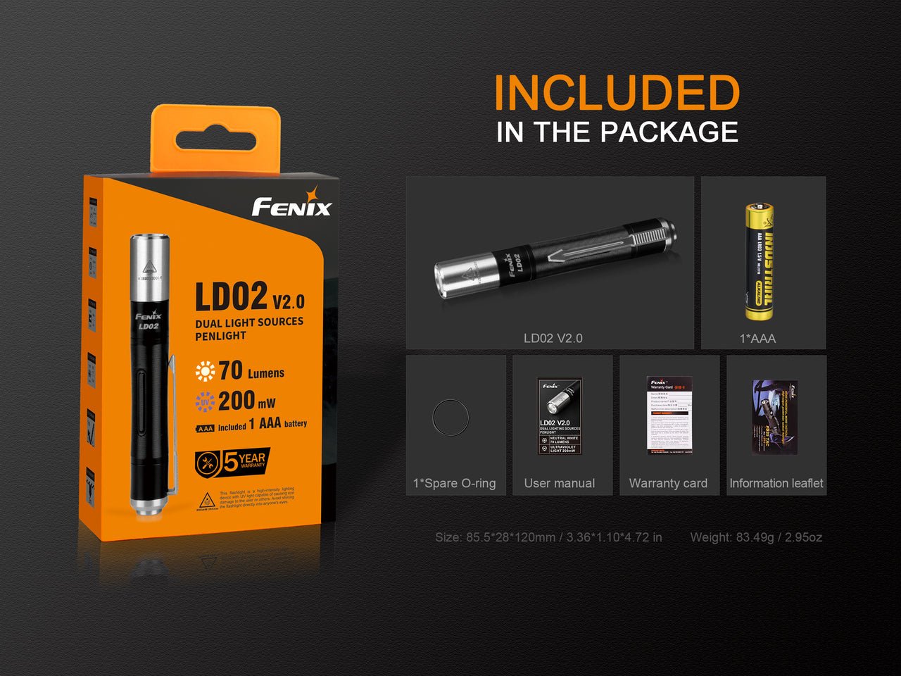 Fenix LD02 V2.0 EDC LED Penlight with UV Lighting - Hazy Fly Fishing