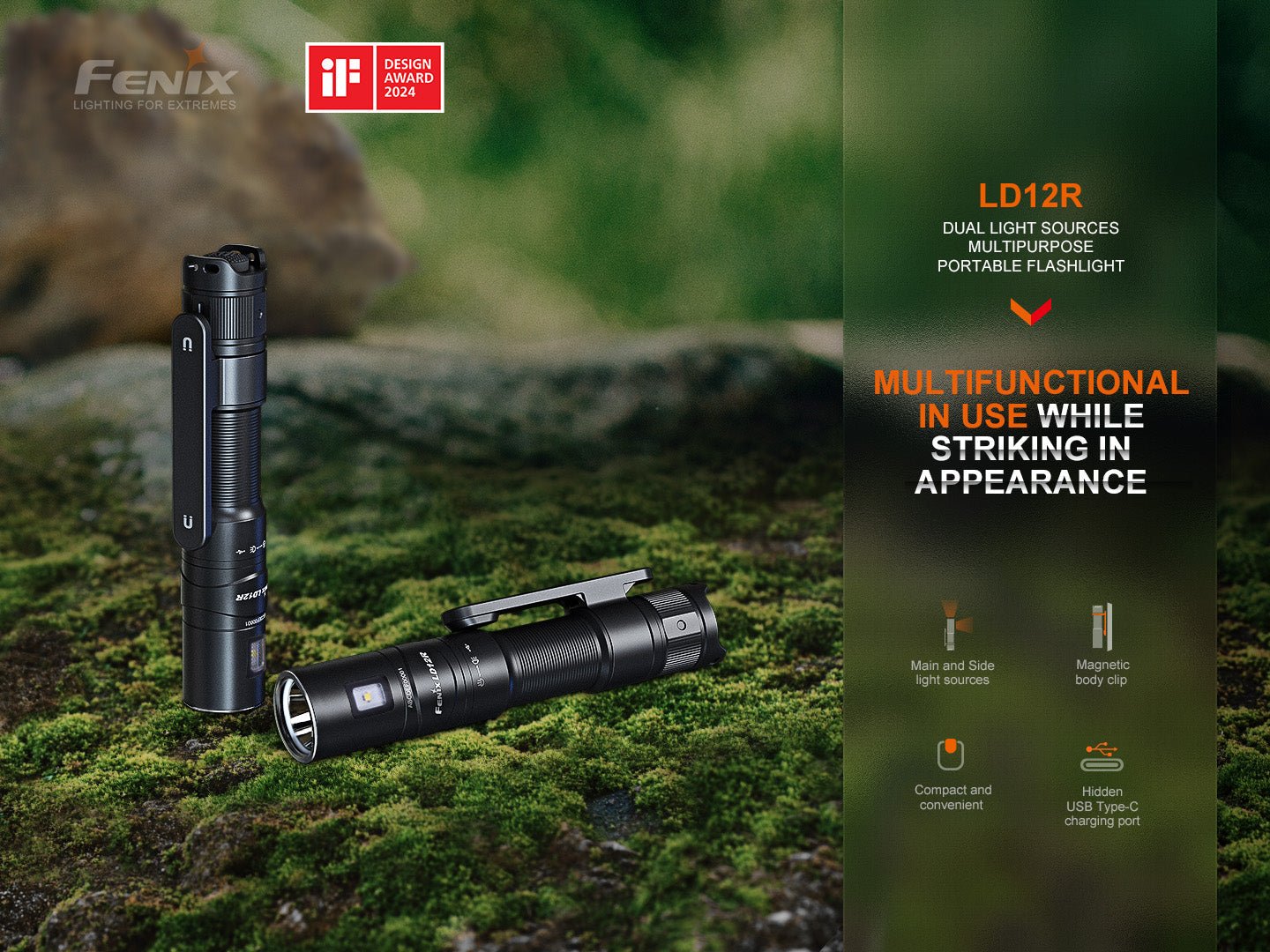 Fenix LD12R Dual Light Flashlight - 600 Lumens - Hazy Fly Fishing