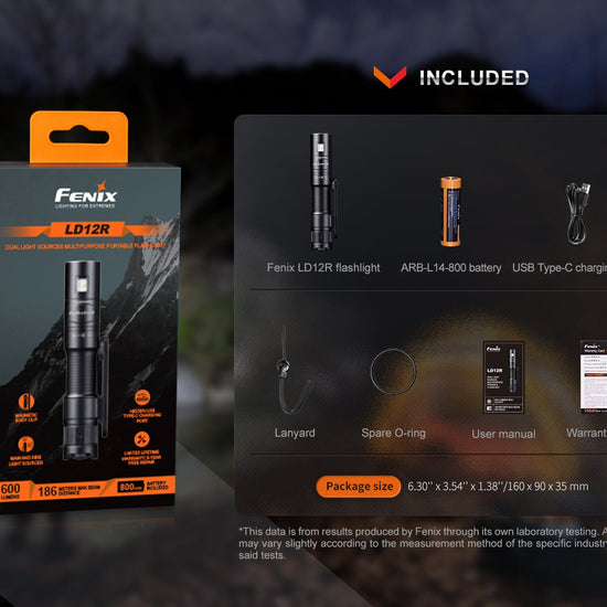 Fenix LD12R Dual Light Flashlight - 600 Lumens - Hazy Fly Fishing