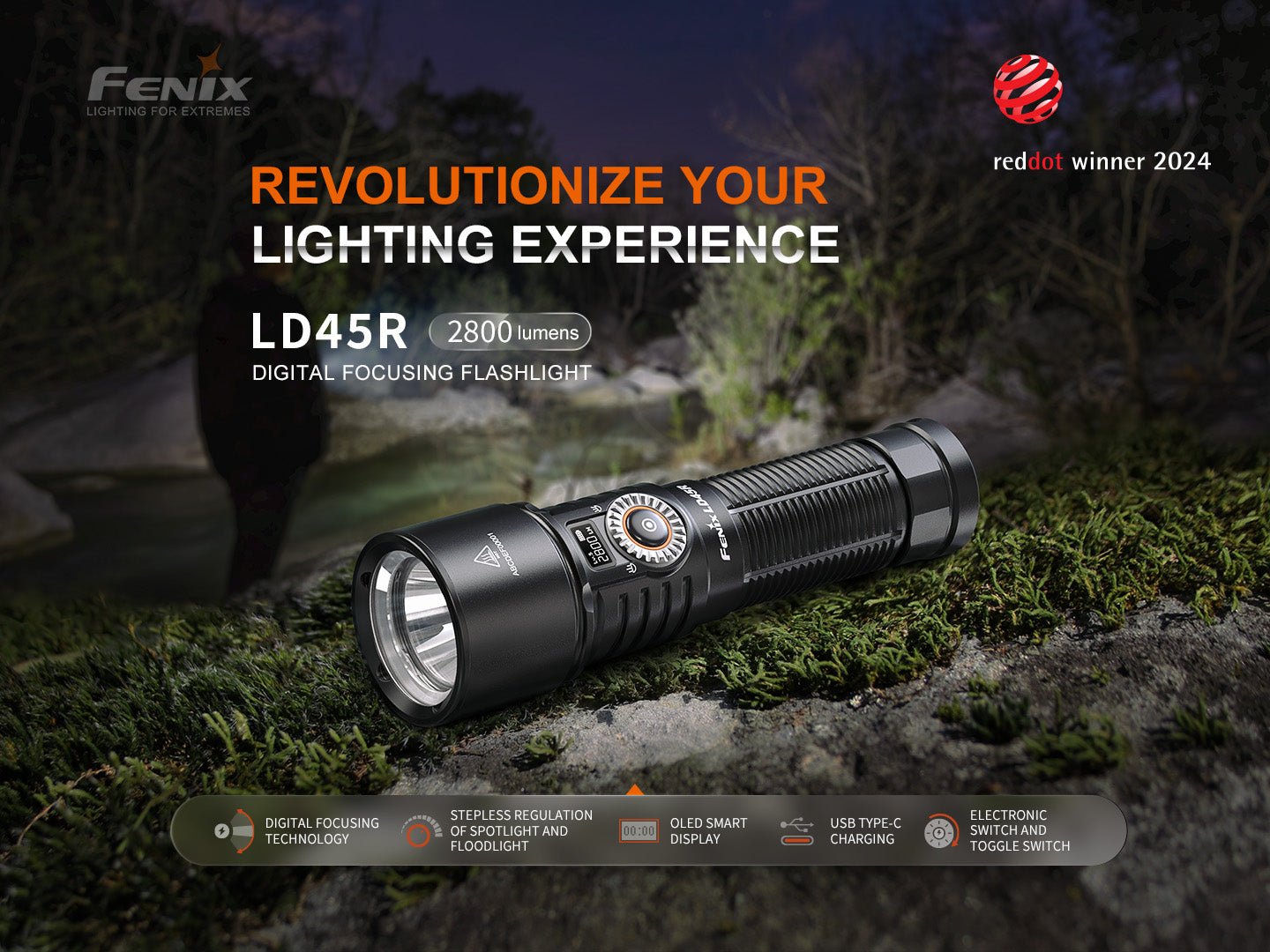 Fenix LD45R Digital Focus Rechargeable LED Flashlight - Hazy Fly Fishing