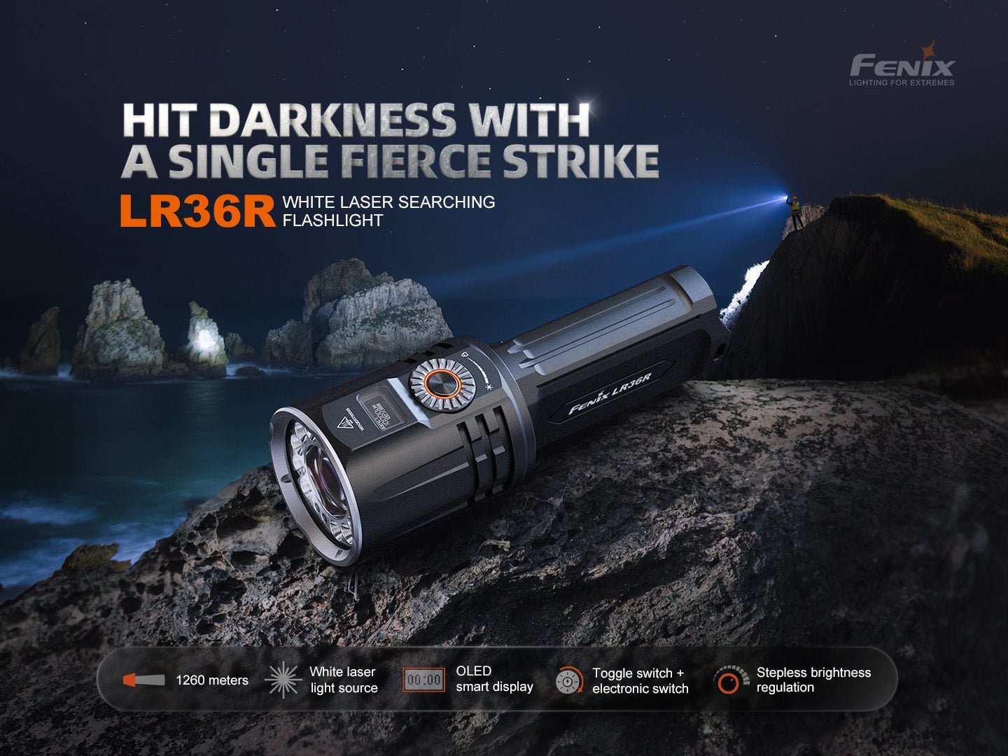 Fenix LR36R White Laser Searching Flashlight - Hazy Fly Fishing