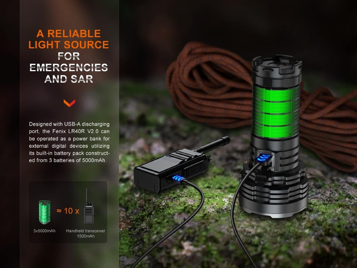 Fenix LR40R V2.0 Rechargeable LED Searchlight - Hazy Fly Fishing