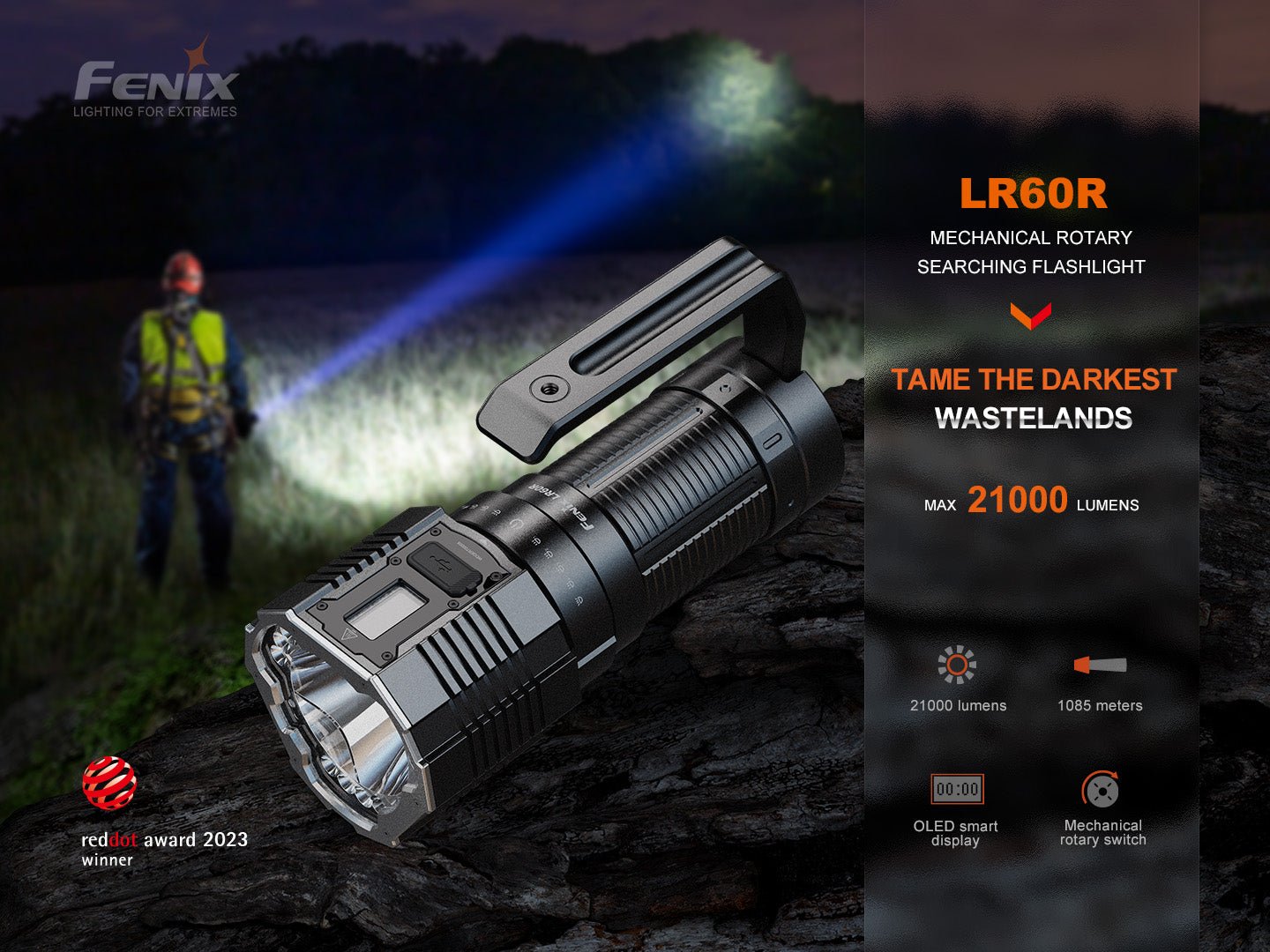 Fenix LR60R Rotary Switch Rechargeable Searchlight - 21000 Lumens - Hazy Fly Fishing