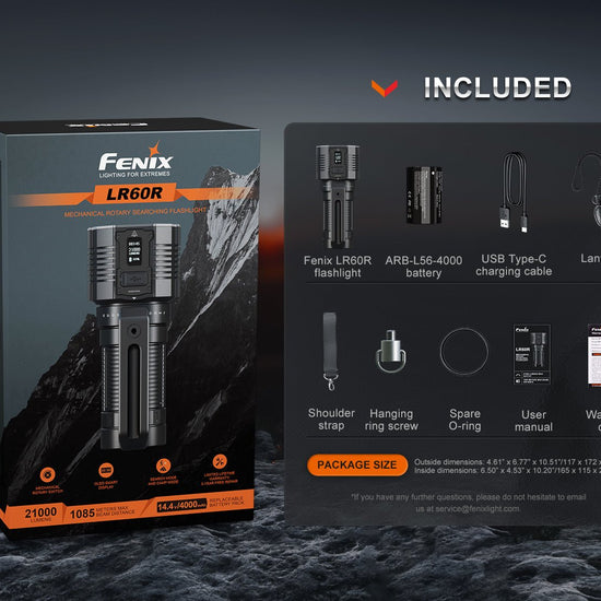 Fenix LR60R Rotary Switch Rechargeable Searchlight - 21000 Lumens - Hazy Fly Fishing