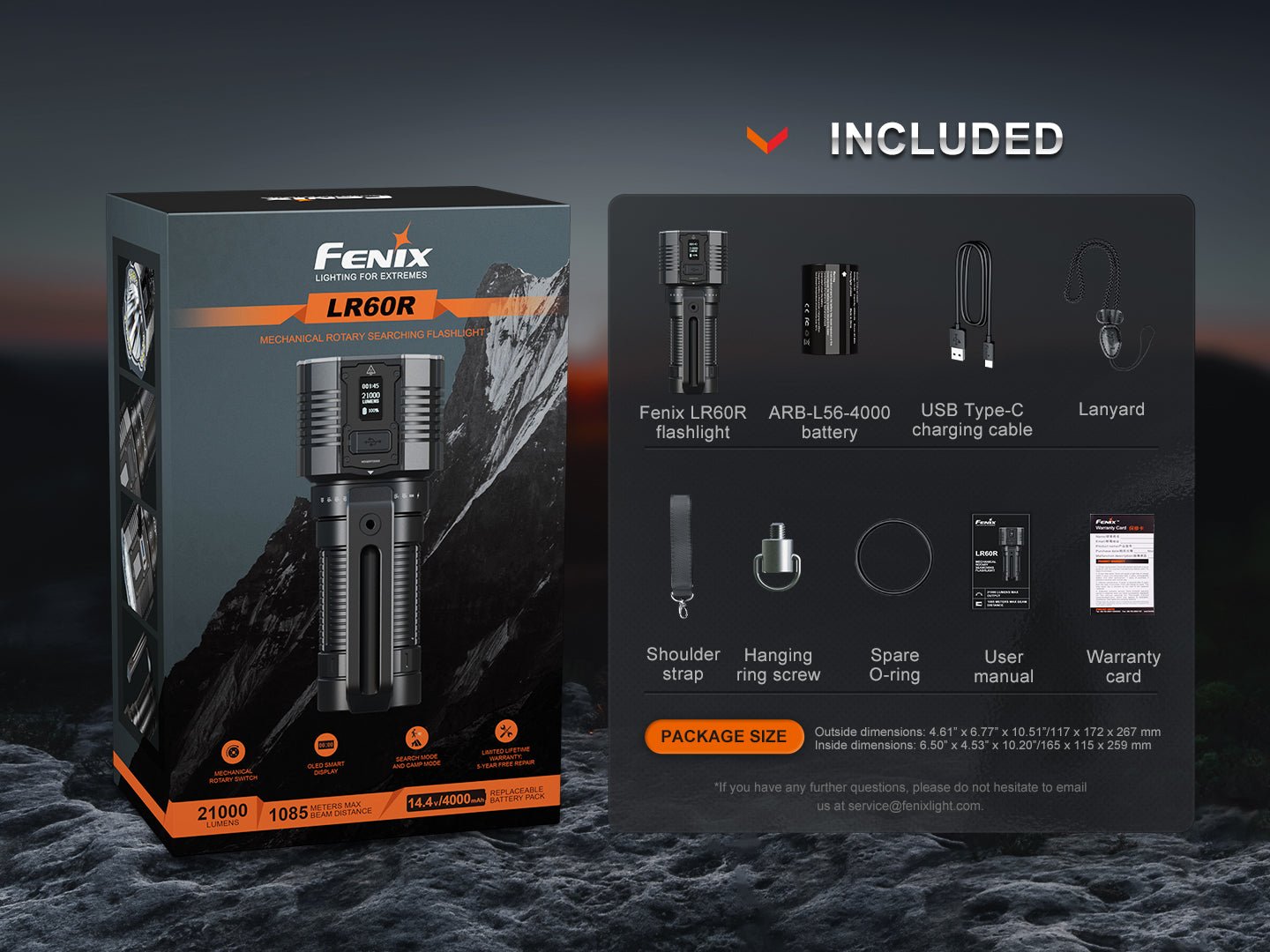 Fenix LR60R Rotary Switch Rechargeable Searchlight - 21000 Lumens - Hazy Fly Fishing