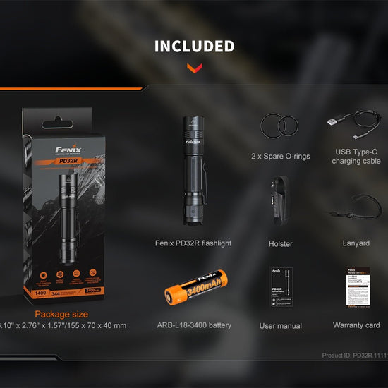 Fenix PD32R Rechargeable Silent Switch LED Flashlight - Hazy Fly Fishing