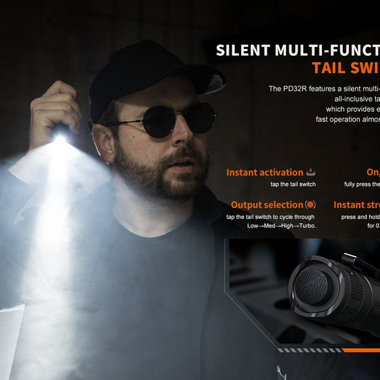 Fenix PD32R Rechargeable Silent Switch LED Flashlight - Hazy Fly Fishing