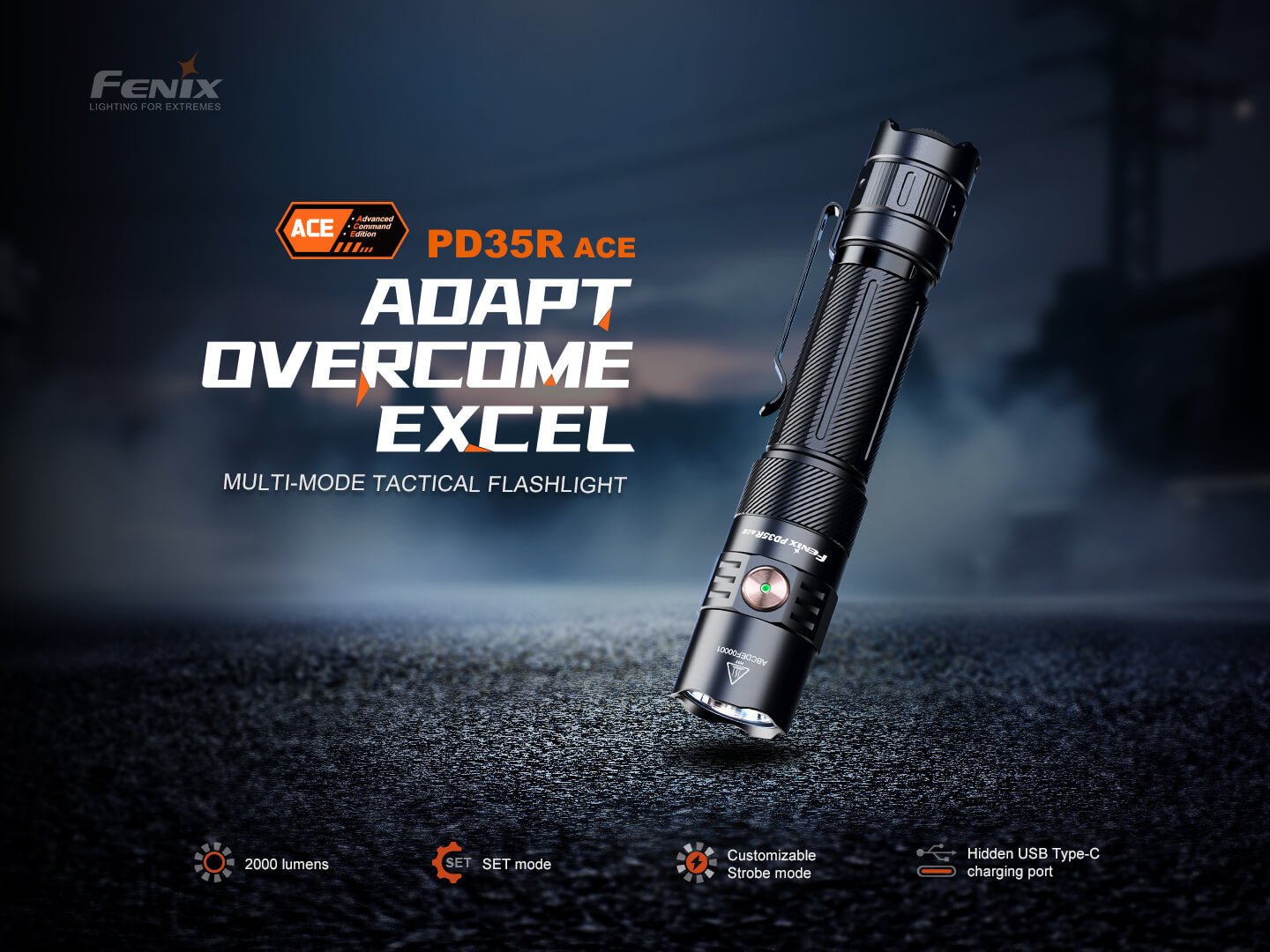 Fenix PD35R ACE Multi - mode Tactical Flashlight + FREE CL01 Mini Lantern - Hazy Fly Fishing