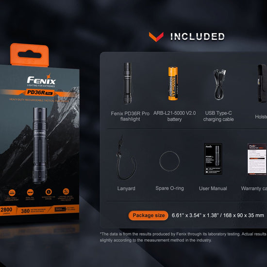 Fenix PD36R Pro 2800 Lumen Flashlight + FREE E03R V2 Keychain Light - Hazy Fly Fishing