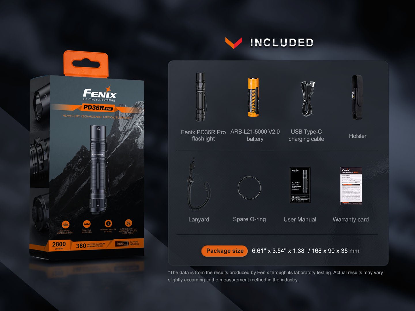 Fenix PD36R Pro 2800 Lumen Flashlight + FREE E03R V2 Keychain Light - Hazy Fly Fishing