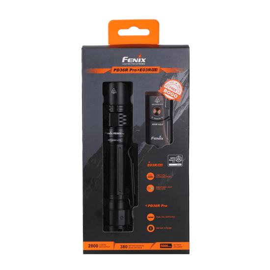 Fenix PD36R Pro 2800 Lumen Flashlight + FREE E03R V2 Keychain Light - Hazy Fly Fishing